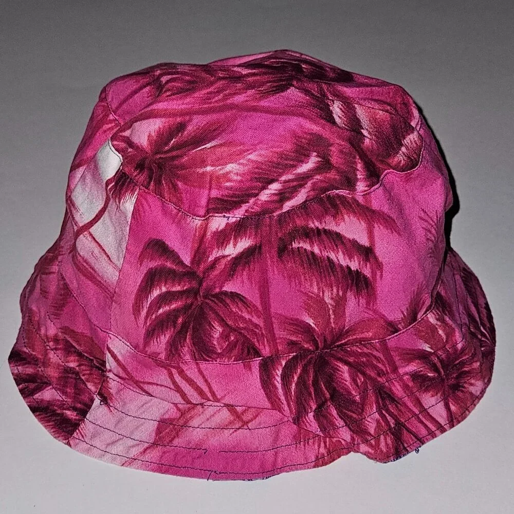 1 Reversible Pink Purple Tropical Bucket Hat Toddler One Size Vacation Beach